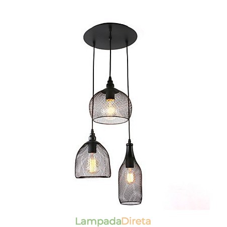Luminárias pendentes estilo mini rústico chalé retrô country garagem metal Luminárias pendentes estilo mini rústico chalé retrô country garagem metal