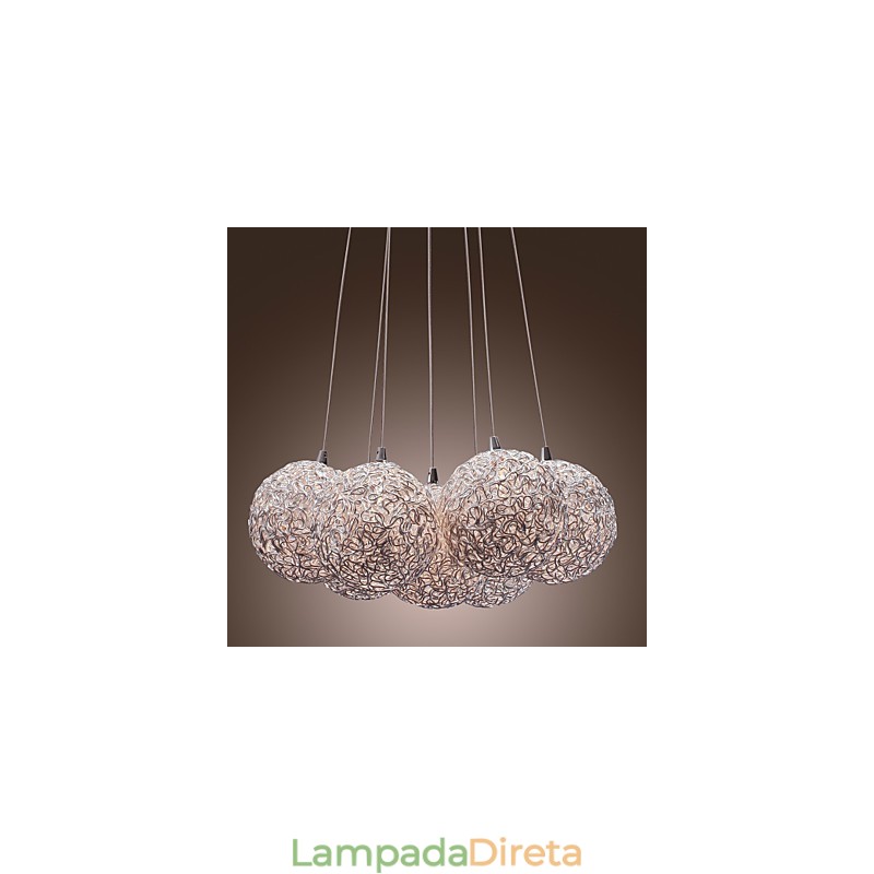 Luminária pendente contemporânea de alumínio com 7 luzes