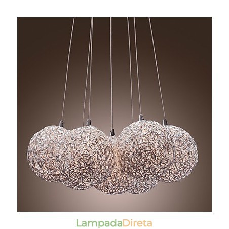 Luminária pendente contemporânea de alumínio com 7 luzes Luminária pendente contemporânea de alumínio com 7 luzes