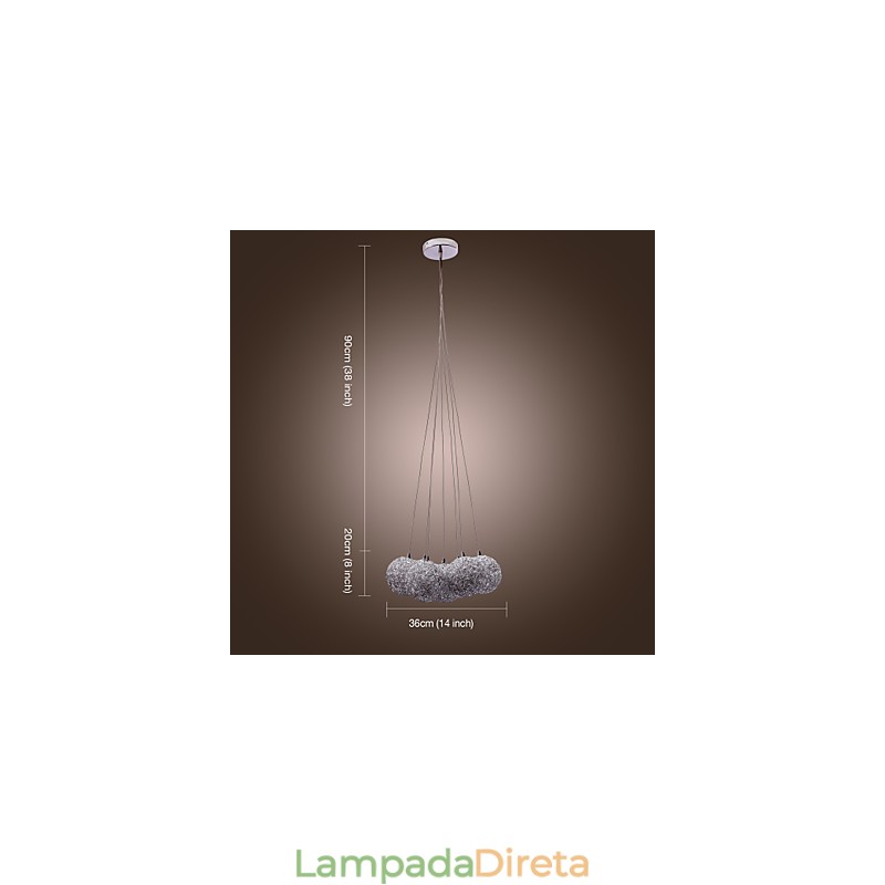 Luminária pendente contemporânea de alumínio com 7 luzes