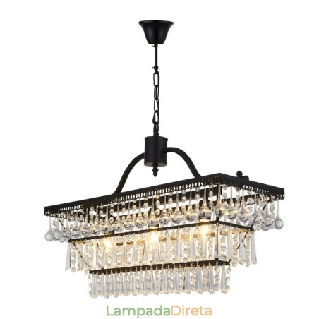 Lustre de cristal clássico tradicional retangular de 3 camadas para Lustre de cristal clássico tradicional retangular de 3 camadas para