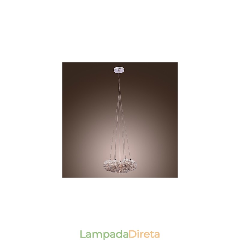Luminária pendente contemporânea de alumínio com 7 luzes