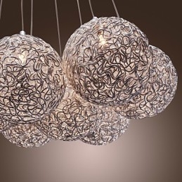 Luminária pendente contemporânea de alumínio com 7 luzes