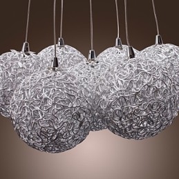 Luminária pendente contemporânea de alumínio com 7 luzes