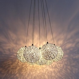 Luminária pendente contemporânea de alumínio com 7 luzes