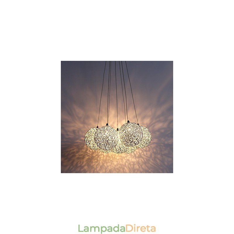 Luminária pendente contemporânea de alumínio com 7 luzes