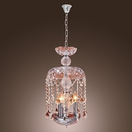 Luminária pendente de cristal moderna com 3 luzes em cúpula de vidro