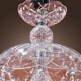 Luminária pendente de cristal moderna com 3 luzes em cúpula de vidro