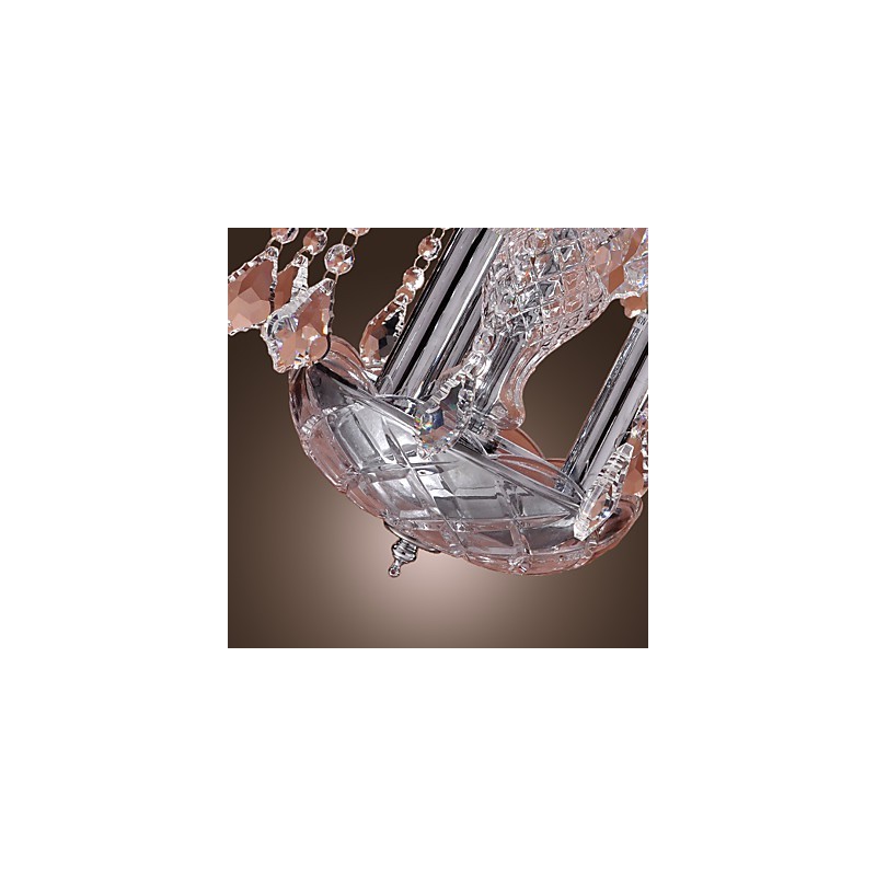 Luminária pendente de cristal moderna com 3 luzes em cúpula de vidro