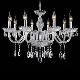 8 Luzes O estilo do palácio Lustre de vidro com lâmpada de vela