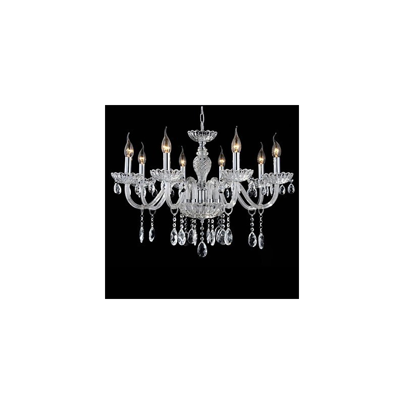 8 Luzes O estilo do palácio Lustre de vidro com lâmpada de vela