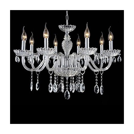 8 Luzes O estilo do palácio Lustre de vidro com lâmpada de vela 8 Luzes O estilo do palácio Lustre de vidro com lâmpada de vela