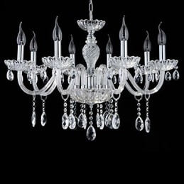 8 Luzes O estilo do palácio Lustre de vidro com lâmpada de vela