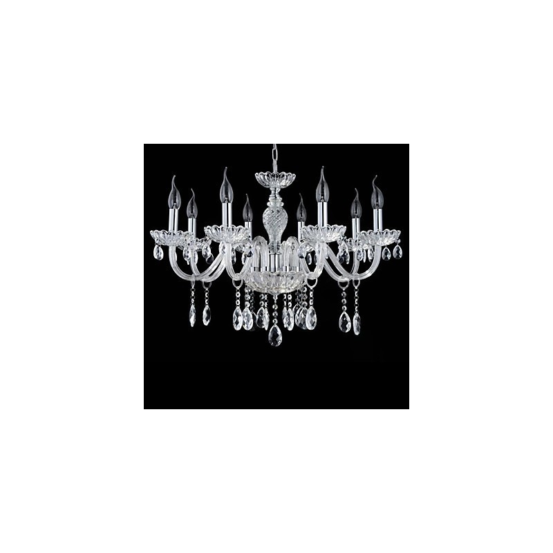 8 Luzes O estilo do palácio Lustre de vidro com lâmpada de vela