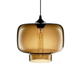 Luminária pendente moderna de vidro de 70 W com design de garrafa transparente marrom