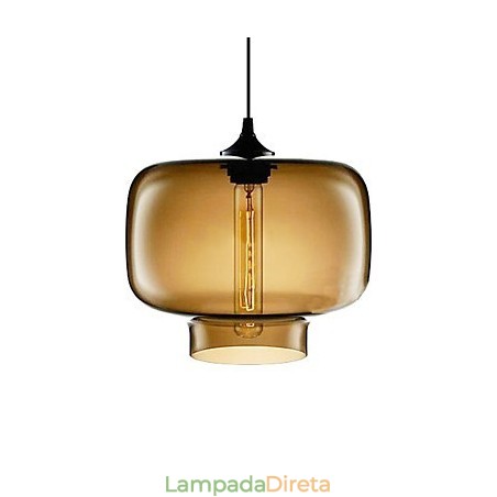 Luminária pendente moderna de vidro de 70 W com design de garrafa transparente marrom Luminária pendente moderna de vidro de 70 W com design de garrafa transparente marrom