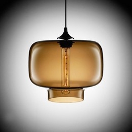 Luminária pendente moderna de vidro de 70 W com design de garrafa transparente marrom