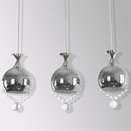 3 Cabeças Pendente Luz Cristal Moderno Contemporâneo Metal
