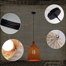 Lustre de vime Lustre Lustre Criativo Retro Lâmpada de vime
