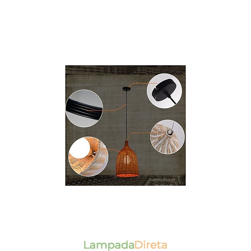Lustre de vime Lustre Lustre Criativo Retro Lâmpada de vime