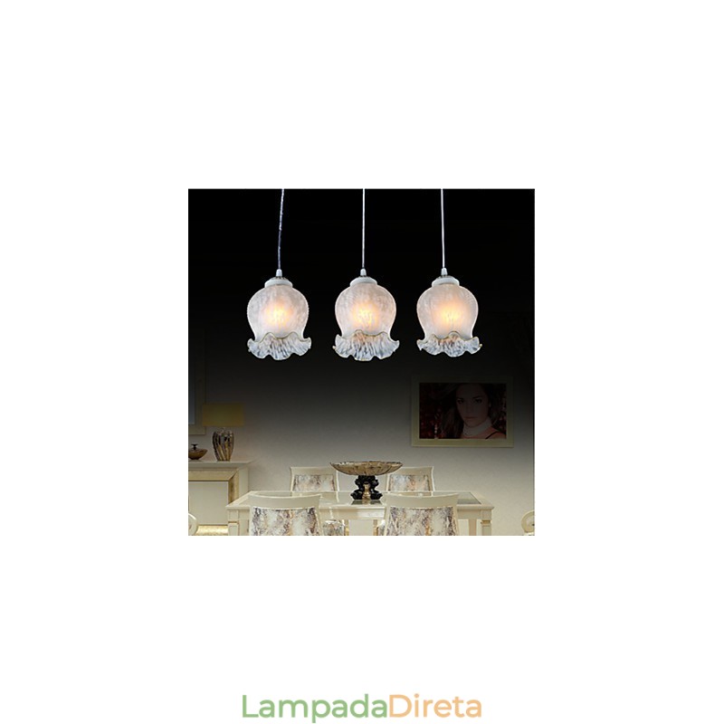 Pendente Branco Três Luzes Europeu Retro Clássico