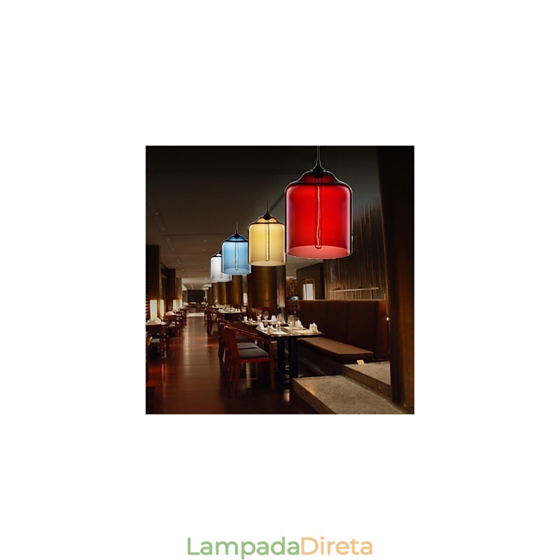 Luminária pendente de vidro retrô criativa de cabeça única Café In The Goldfish Bowl