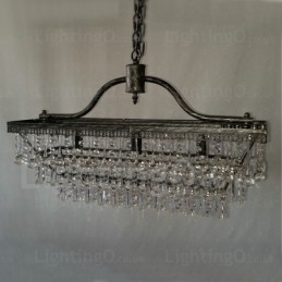 Lustre de cristal clássico tradicional retangular de 3 camadas para