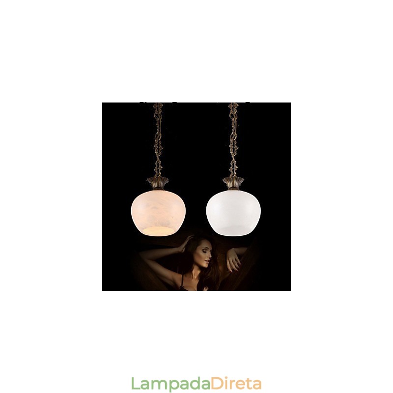 Iluminação de lustre único de cobre e mármore espanhol