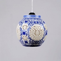 Lâmpada de cerâmica retrô lâmpada escada azul lustre de cabeça única criativo