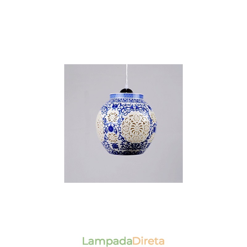 Lâmpada de cerâmica retrô lâmpada escada azul lustre de cabeça única criativo