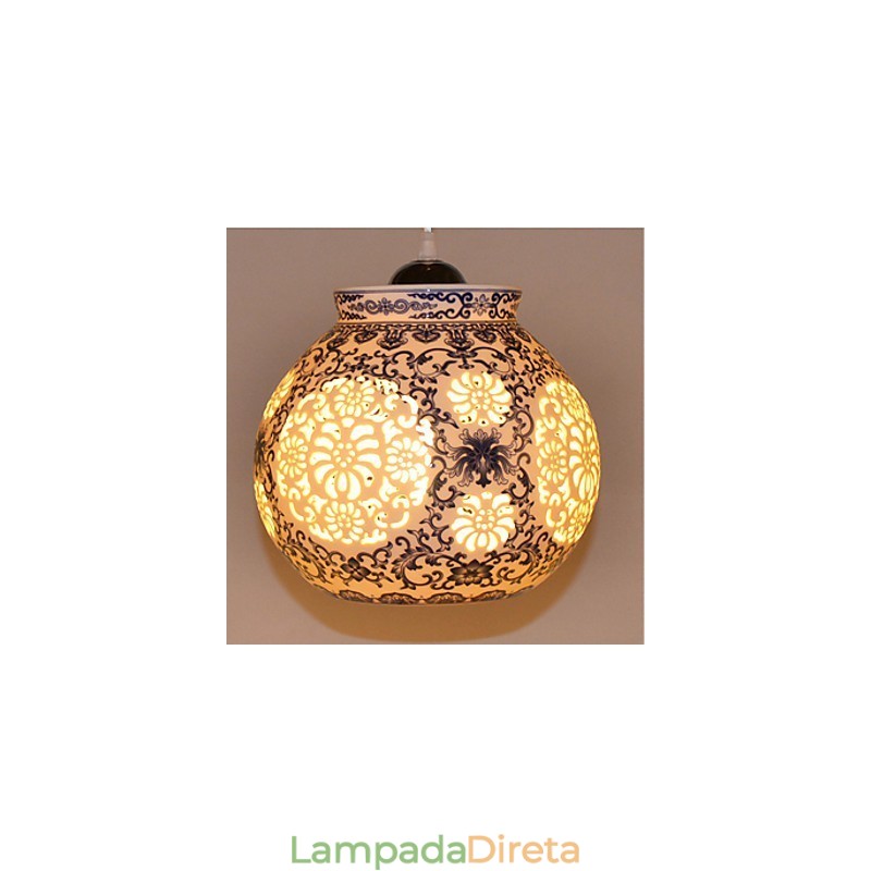 Lâmpada de cerâmica retrô lâmpada escada azul lustre de cabeça única criativo