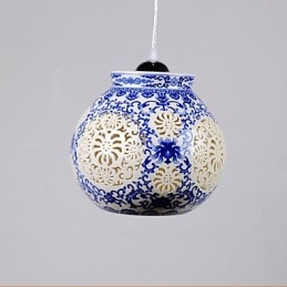 Lâmpada de cerâmica retrô lâmpada escada azul lustre de cabeça única criativo
