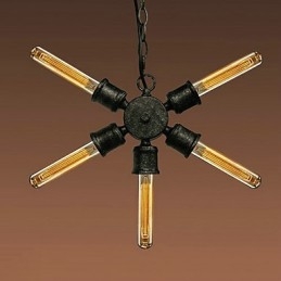 Luminária pendente de metal com pintura retrô