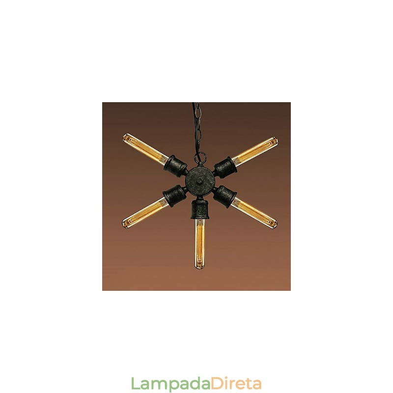 Luminária pendente de metal com pintura retrô