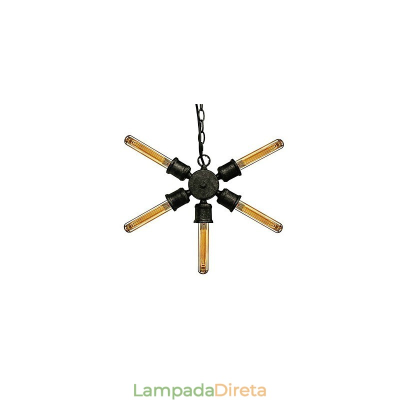 Luminária pendente de metal com pintura retrô