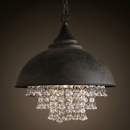 Luminária pendente loft cristal retrô café luz garagem metal