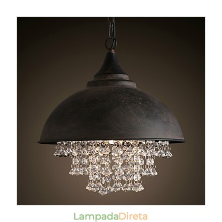 Luminária pendente loft cristal retrô café luz garagem metal Luminária pendente loft cristal retrô café luz garagem metal