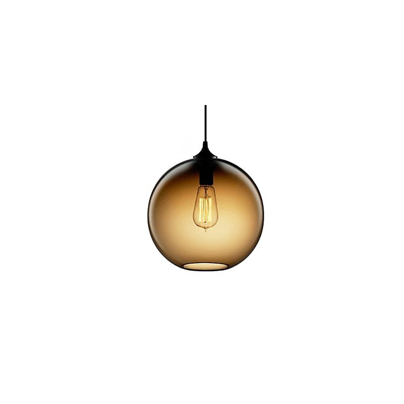 Luminária pendente moderna de vidro com design redondo de bolhas marrons