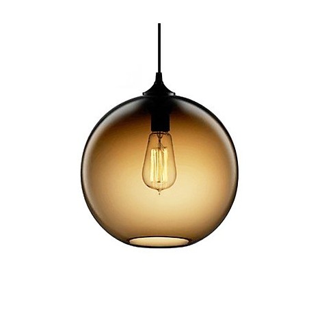 Luminária pendente moderna de vidro com design redondo de bolhas marrons Luminária pendente moderna de vidro com design redondo de bolhas marrons