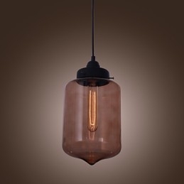 Luminária pendente de vidro moderna de 70 W com design de garrafa transparente