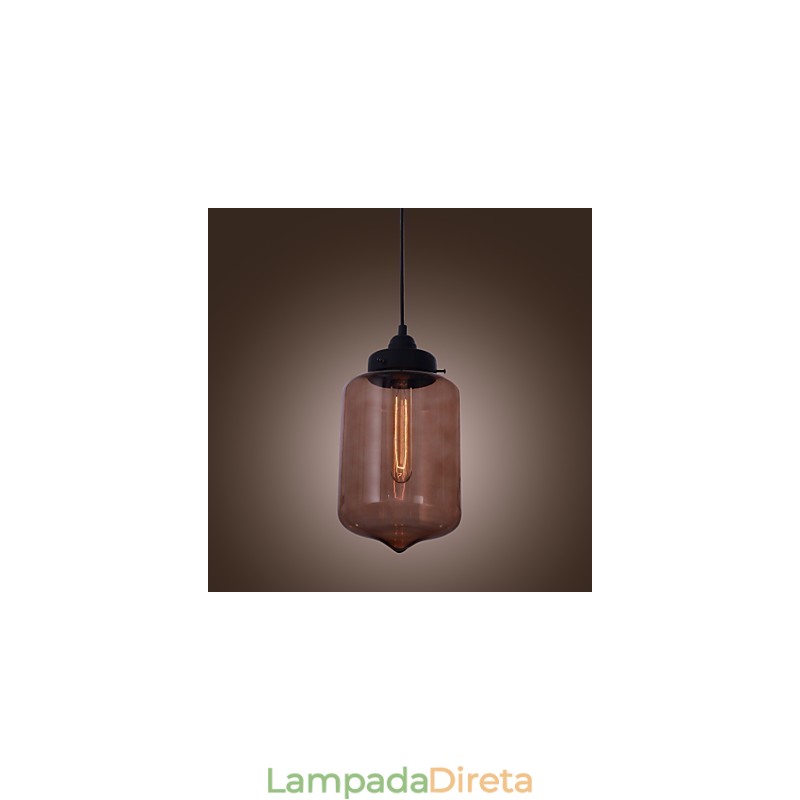 Luminária pendente de vidro moderna de 70 W com design de garrafa transparente