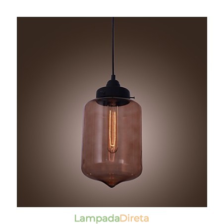 Luminária pendente de vidro moderna de 70 W com design de garrafa transparente Luminária pendente de vidro moderna de 70 W com design de garrafa transparente