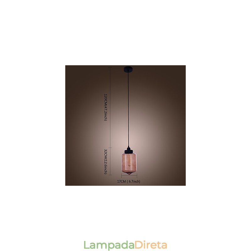 Luminária pendente de vidro moderna de 70 W com design de garrafa transparente