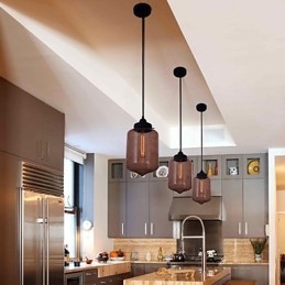 Luminária pendente de vidro moderna de 70 W com design de garrafa transparente