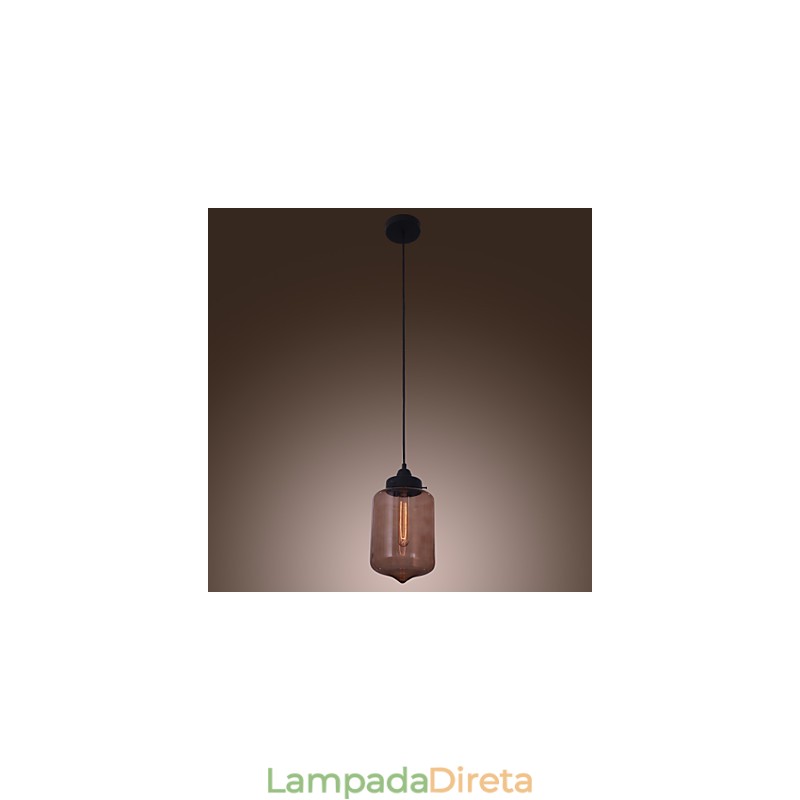 Luminária pendente de vidro moderna de 70 W com design de garrafa transparente