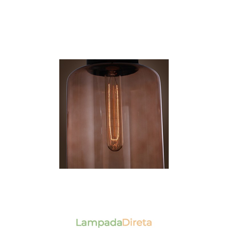 Luminária pendente de vidro moderna de 70 W com design de garrafa transparente