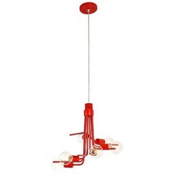Pendente de 6 luzes característico estilo norte-americano em vermelho