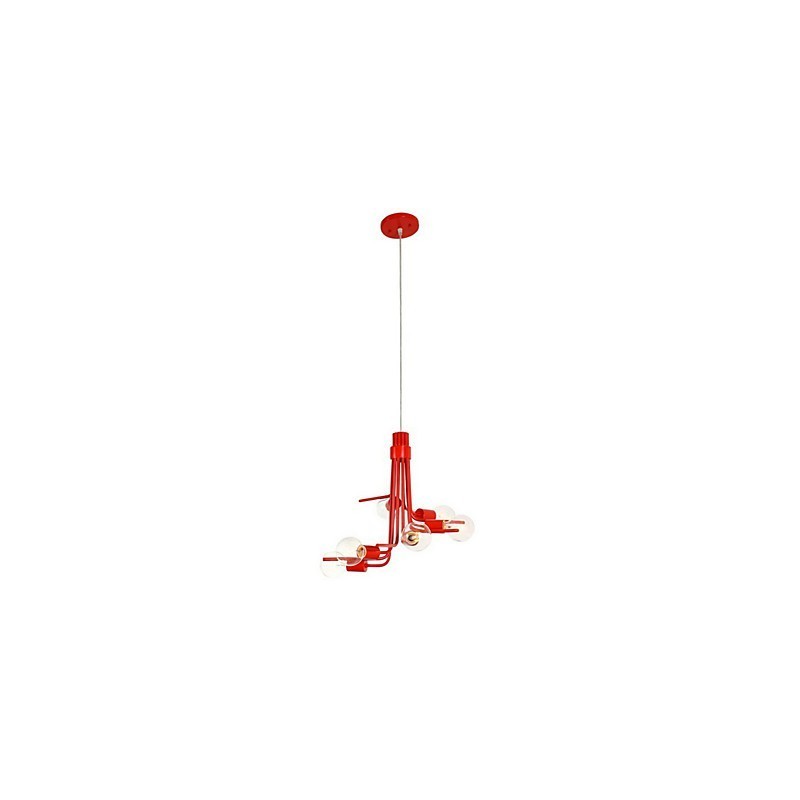 Pendente de 6 luzes característico estilo norte-americano em vermelho