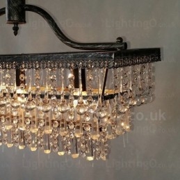 Lustre de cristal clássico tradicional retangular de 3 camadas para