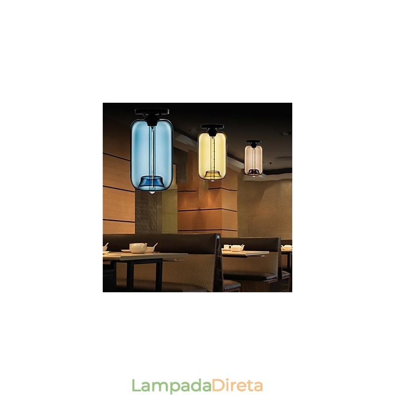 Luminária pendente de vidro retrô criativa de cabeça única Café In The Goldfish Bowl